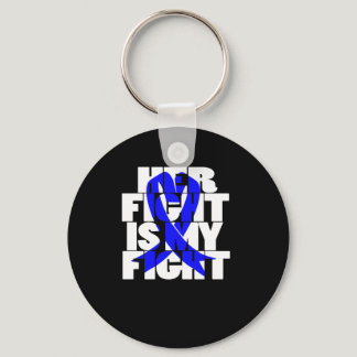 Her Fight Is My Fight Colon Cancer Blue Ribbon (2) Keychain