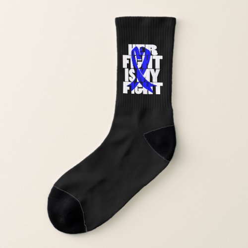Her Fight Is My Fight Colon Cancer Blue Ribbon 2 Socks
