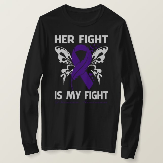 Her Fight Is My Fight DEMENTIA AWARENESS Butterfly T-Shirt (Design Front)