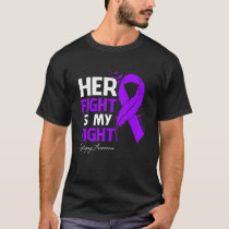 Her Fight Is My Fight Epilepsy Awareness Feather T-Shirt