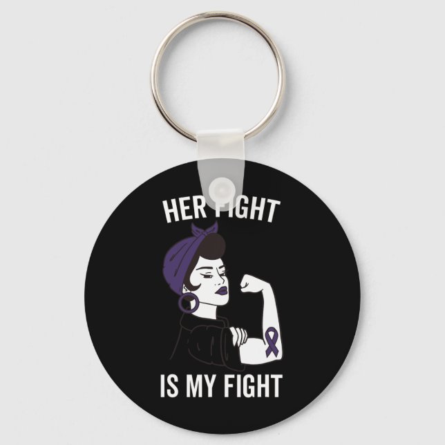 Her Fight Is My Fight Epilepsy Awareness Purple Wo Keychain (Front)