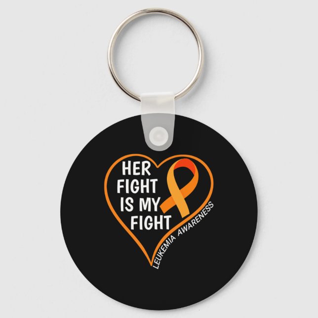Her Fight Is My Fight Leukemia Awareness  Keychain (Front)