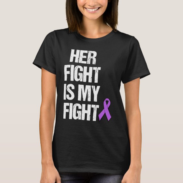 Her Fight Is My Fight Purple Ribbon Epilepsy Aware T-Shirt (Front)