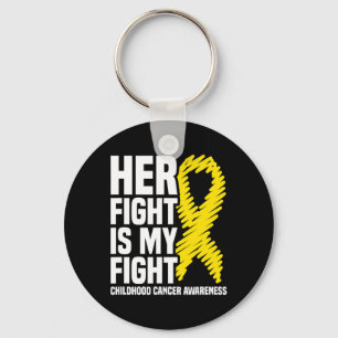 Her Fight Is My Fight Ribbon Childhood Cancer Awar Keychain