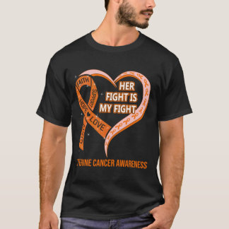 \Her Fight Is My Fight Ribbon Heart Uterine Cancer T-Shirt