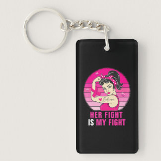 Her Fight Is My Fight Rosie Riveter Breast Cancer Keychain