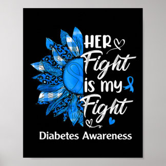 Her Fight Is My Fight Sunflower Diabetes Awareness Poster