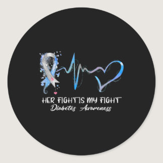 Her Fight Is My Fight Type 1 Diabetes Awareness Gi Classic Round Sticker