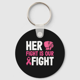 Her Fight Is Our Fight Boxing Glove Breast Cancer Keychain