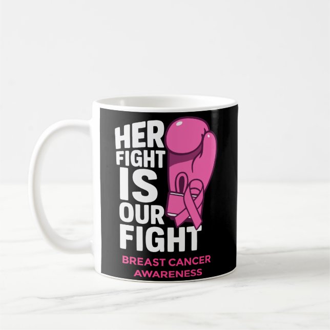 Her Fight Is Our Fight – Breast Cancer Awareness Coffee Mug (Left)
