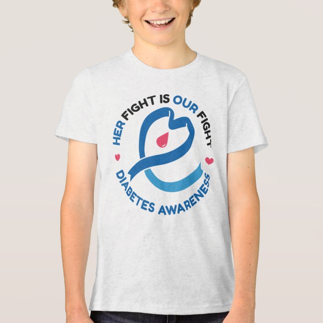 Her Fight Is Our Fight – Diabetes Awareness Tri-Blend Shirt (Front)