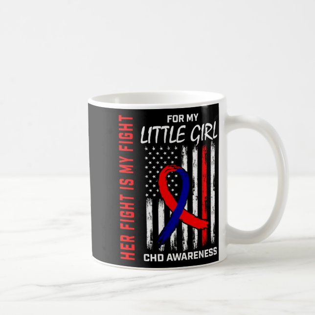 Her Fight Little Girl Chd Awareness American Flag  Coffee Mug (Right)