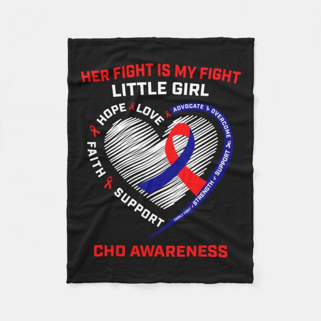 Her Fight Little Girl Chd Awareness Heart Disease  Fleece Blanket (Front)