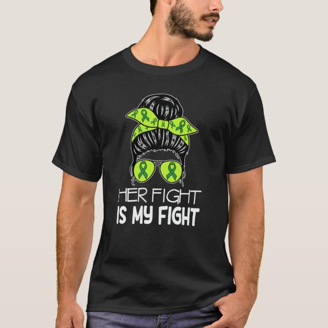 Her Fight My Fight Cerebral Palsy Messy Bun CP Awa T-Shirt (Front)