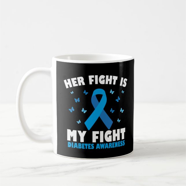 Her Fight My Fight Diabetes Awareness T1D Ribbon Coffee Mug (Left)