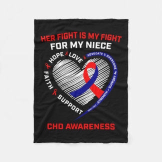 Her Fight Niece Chd Awareness Heart Disease Graphi Fleece Blanket