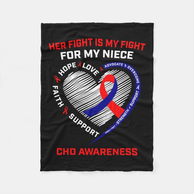 Her Fight Niece Chd Awareness Heart Disease Graphi Fleece Blanket (Front)