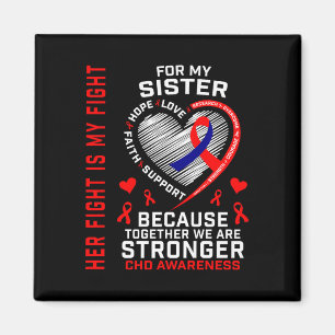 Her Fight Sister Chd Awareness Heart Disease Graph Magnet