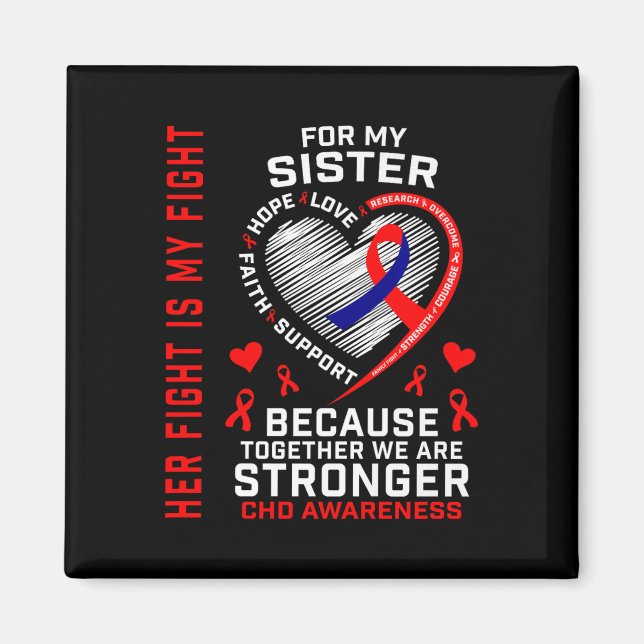 Her Fight Sister Chd Awareness Heart Disease Graph Magnet (Front)