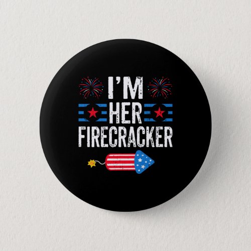 Her Firecracker 4th Of July Fireworks Matching Cou Button