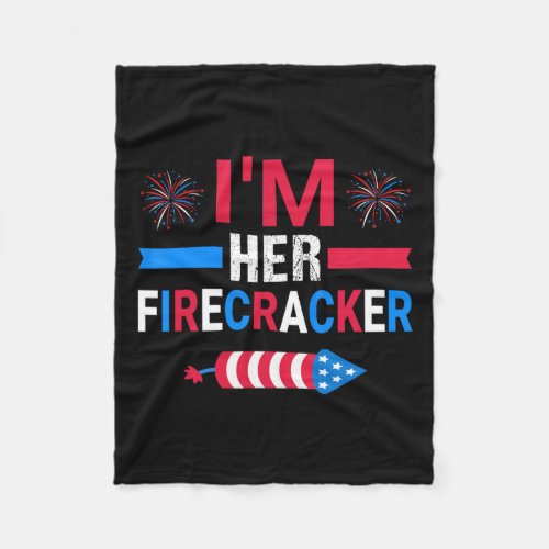 Her Firecracker July 4th Matching Couple For Here  Fleece Blanket