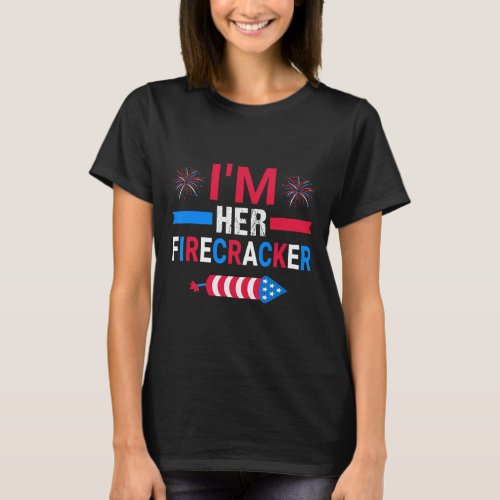 Her Firecracker July 4th Matching Couple For Here  T_Shirt