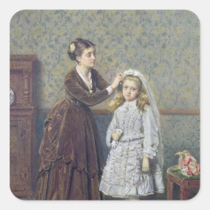 Her First Communion Square Sticker