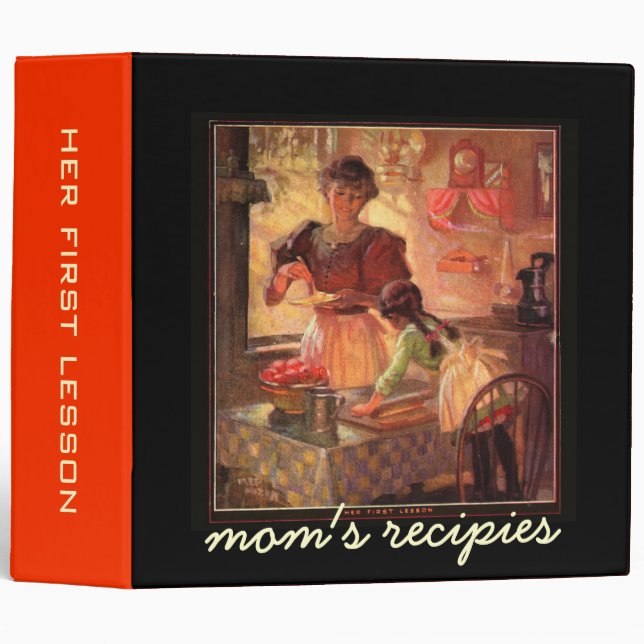 Her first lesson binders, Mom's recipes binders (Front/Spine)