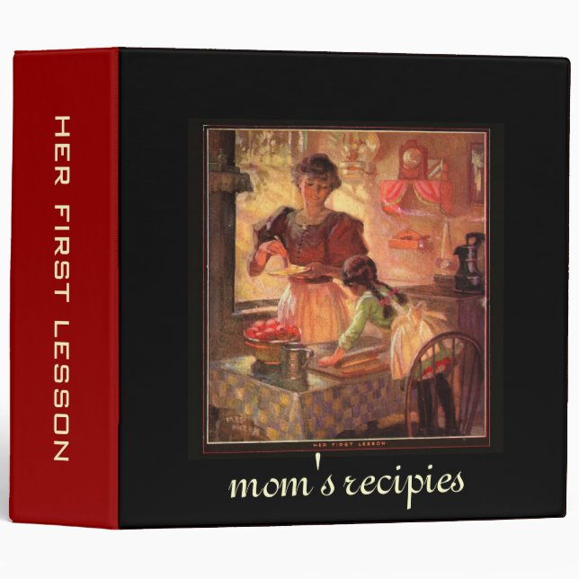 Her first lesson binders, vintage recipes binders (Front/Spine)