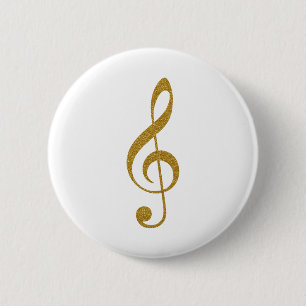 her gold treble clef musical note button
