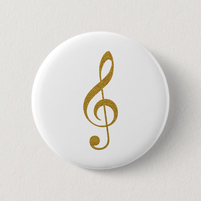 her gold treble clef musical note button (Front)