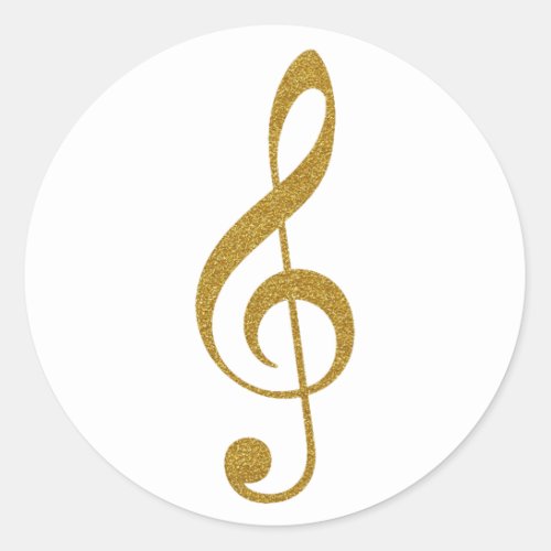 her golden treble clef musical note classic round sticker