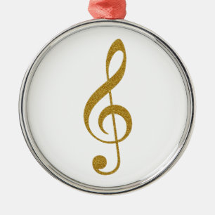 her golden treble clef musical note metal ornament