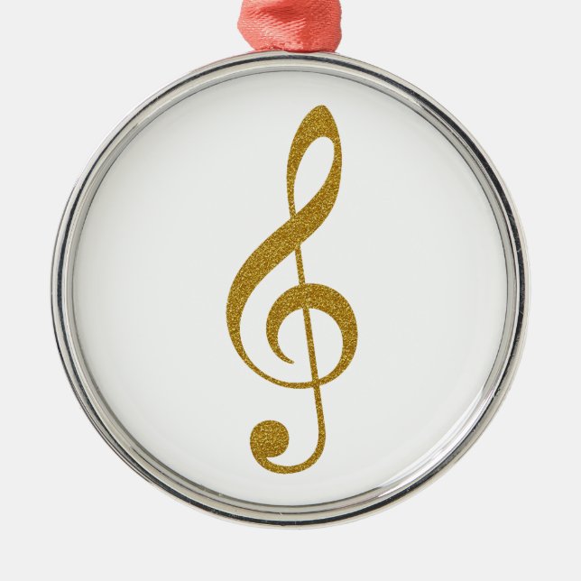her golden treble clef musical note metal ornament (Front)