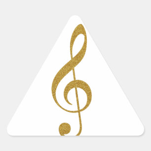 her golden treble clef musical note triangle sticker
