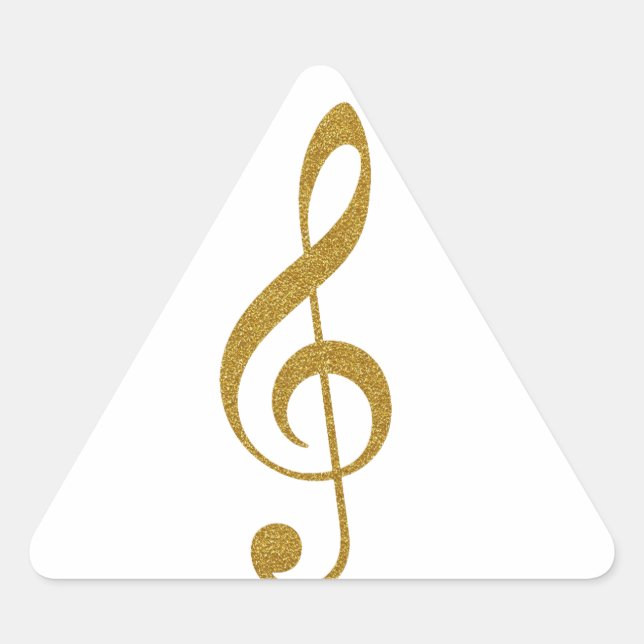 her golden treble clef musical note triangle sticker (Front)