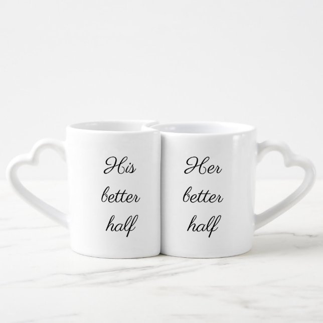 Her His Better Half Couple Wife Husband Coffee Mug Set (Back Nesting)