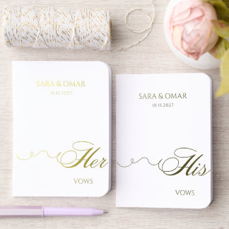 Her & His Gold Foil Script Wedding Vow Books Set
