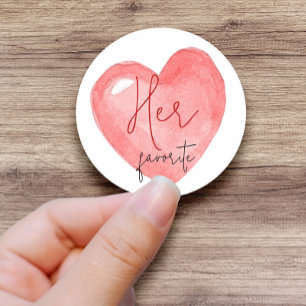 Her, His, Our Favorite Bridal Shower Wedding Favor Classic Round Sticker