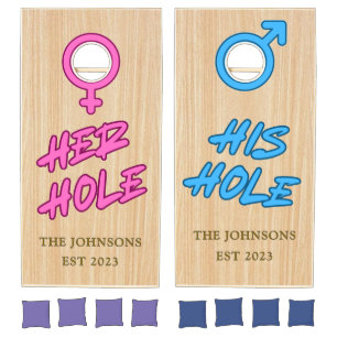 Her Hole/His Hole Wedding Cornhole Board Game Set