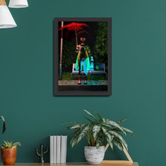Her in the rain framed art
