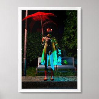 Her in the rain framed art