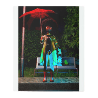 Her in the rain metal print