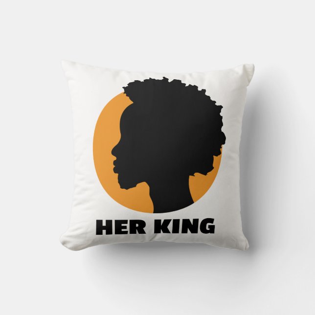 Her King – African American Black King Design Throw Pillow (Front)