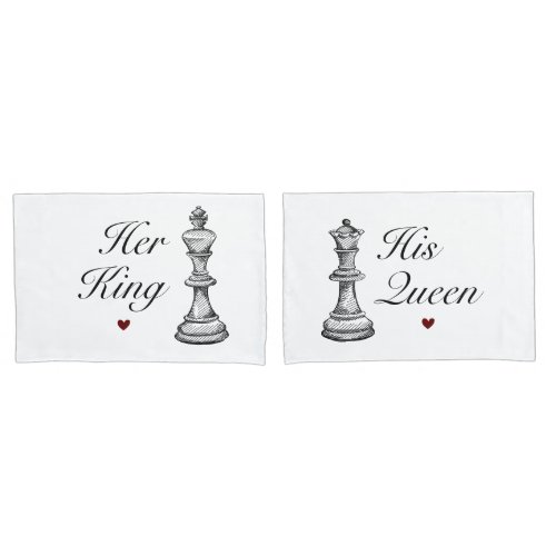 Her King His Queen Chess Romantic Love Couple Pillow Case