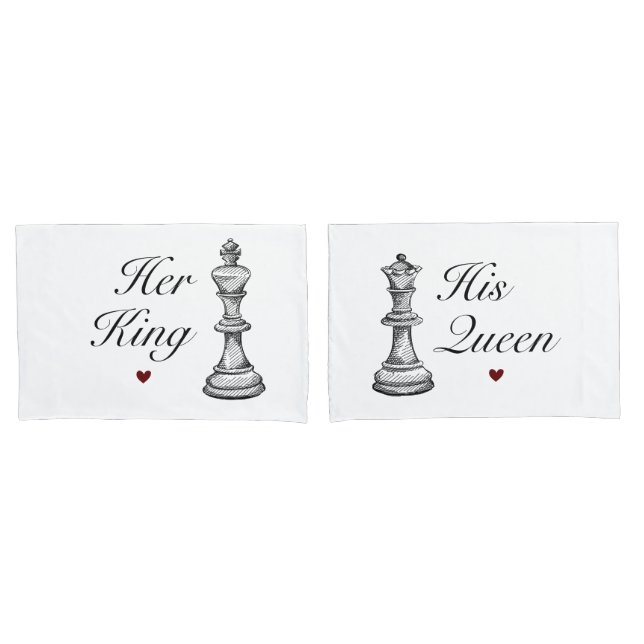 Her King His Queen Chess Romantic Love Couple Pillow Case (Front-Set)