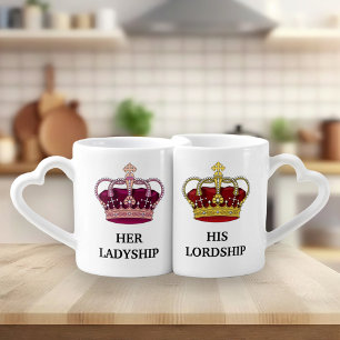 Her Ladyship His Lordship   Royal King Queen Crown Coffee Mug Set