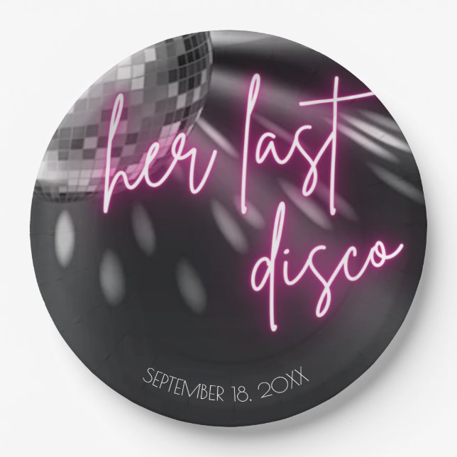 Her Last Disco Bachelorette Party Napkins Paper Plates (Front)