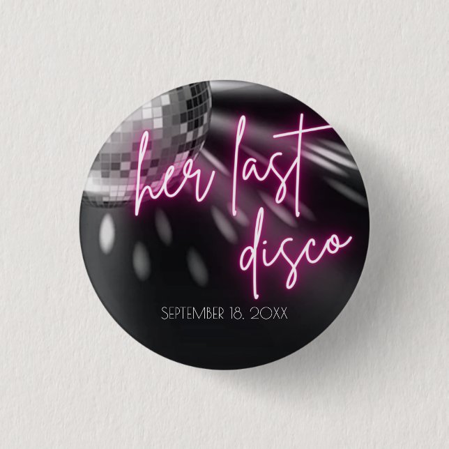 Her Last Disco Bachelorette Party Napkins Square P Button (Front)