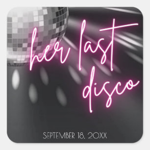 Her Last Disco Bachelorette Party Napkins Square P Square Sticker
